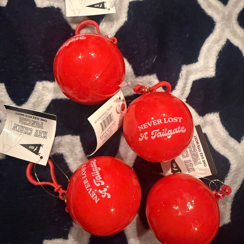 FOUR!!! NEW target tailgate poncho keychain